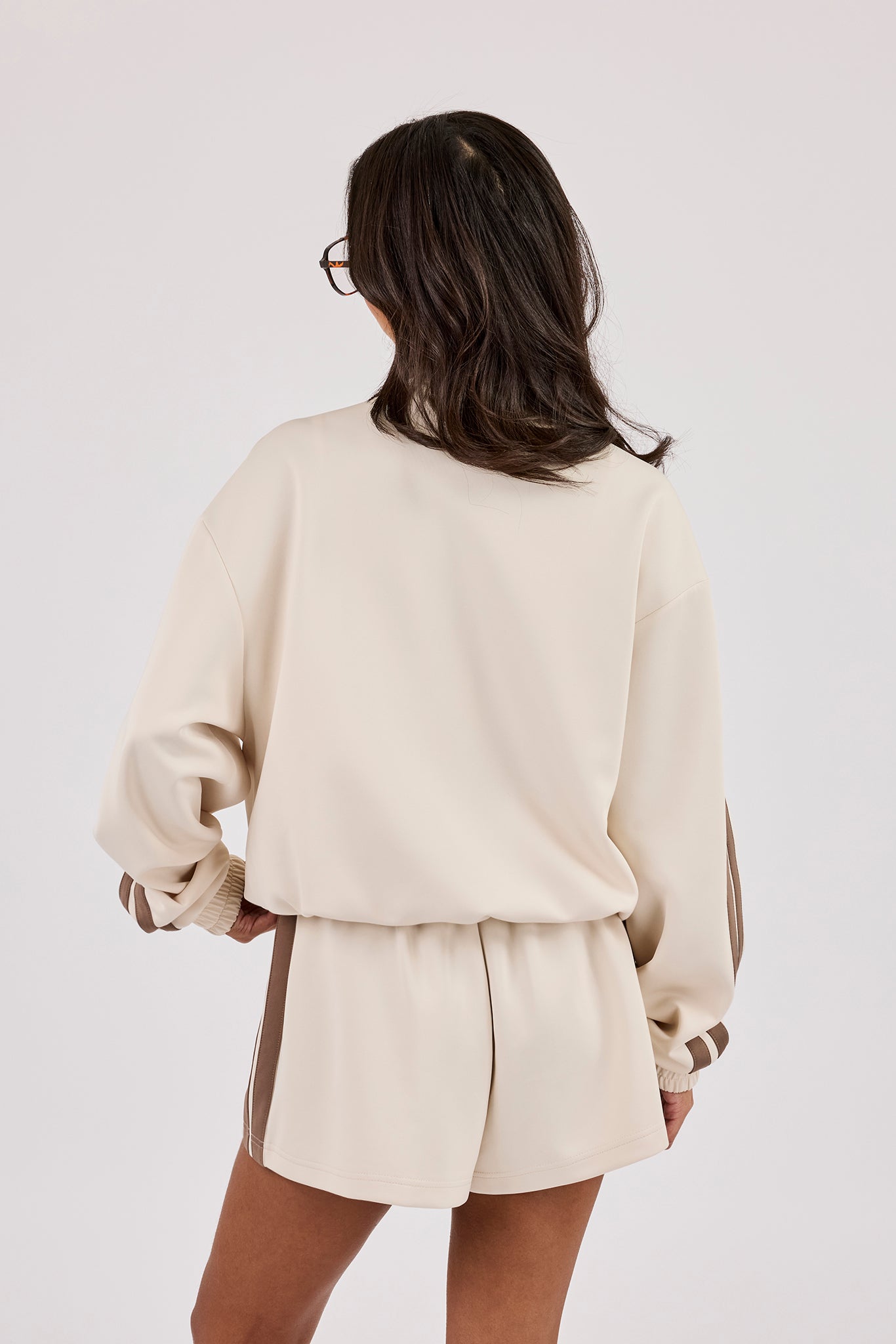 Logo Embroidered Funnel Neck Zip Through Track Jacket - Off White