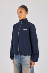 Twill Funnel Neck Track Jacket - Navy
