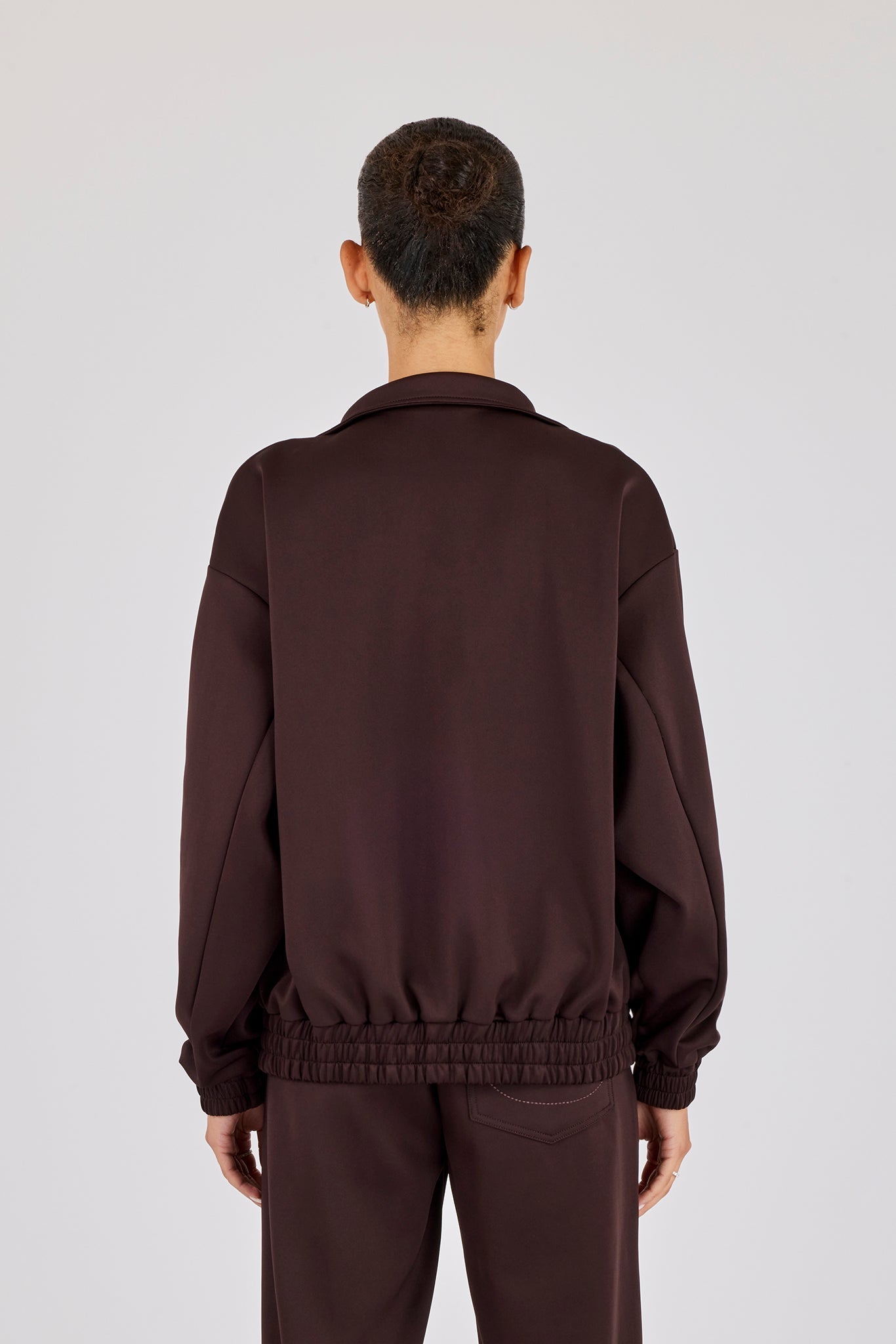 Poly Embroidered Track Jacket - Brown