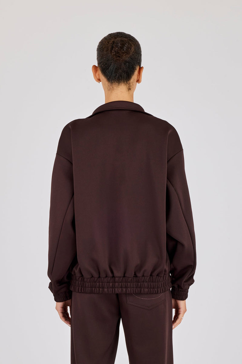 Poly Embroidered Track Jacket - Brown