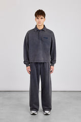 Acid Wash Rugby Polo & Baggy Jogger - Washed Navy