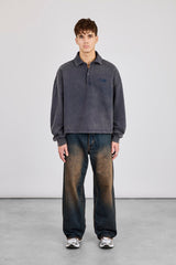 Acid Wash Rugby Polo - Washed Navy