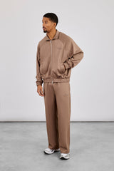 Embroidered Poly Raglan Track Jacket & Track Pant - Taupe