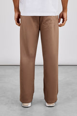 Embroidered Poly Track Pant - Taupe