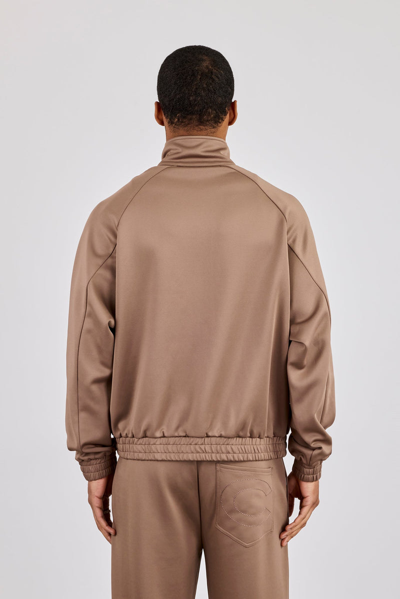 Embroidered Poly Raglan Track Jacket - Taupe | Mens Outerwear | Shop ...