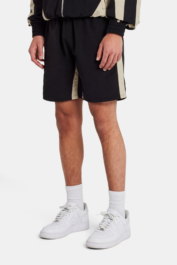 Nylon Panelled Track Short - Black