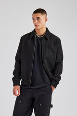 Pocket Twill Harrington Jacket - Black