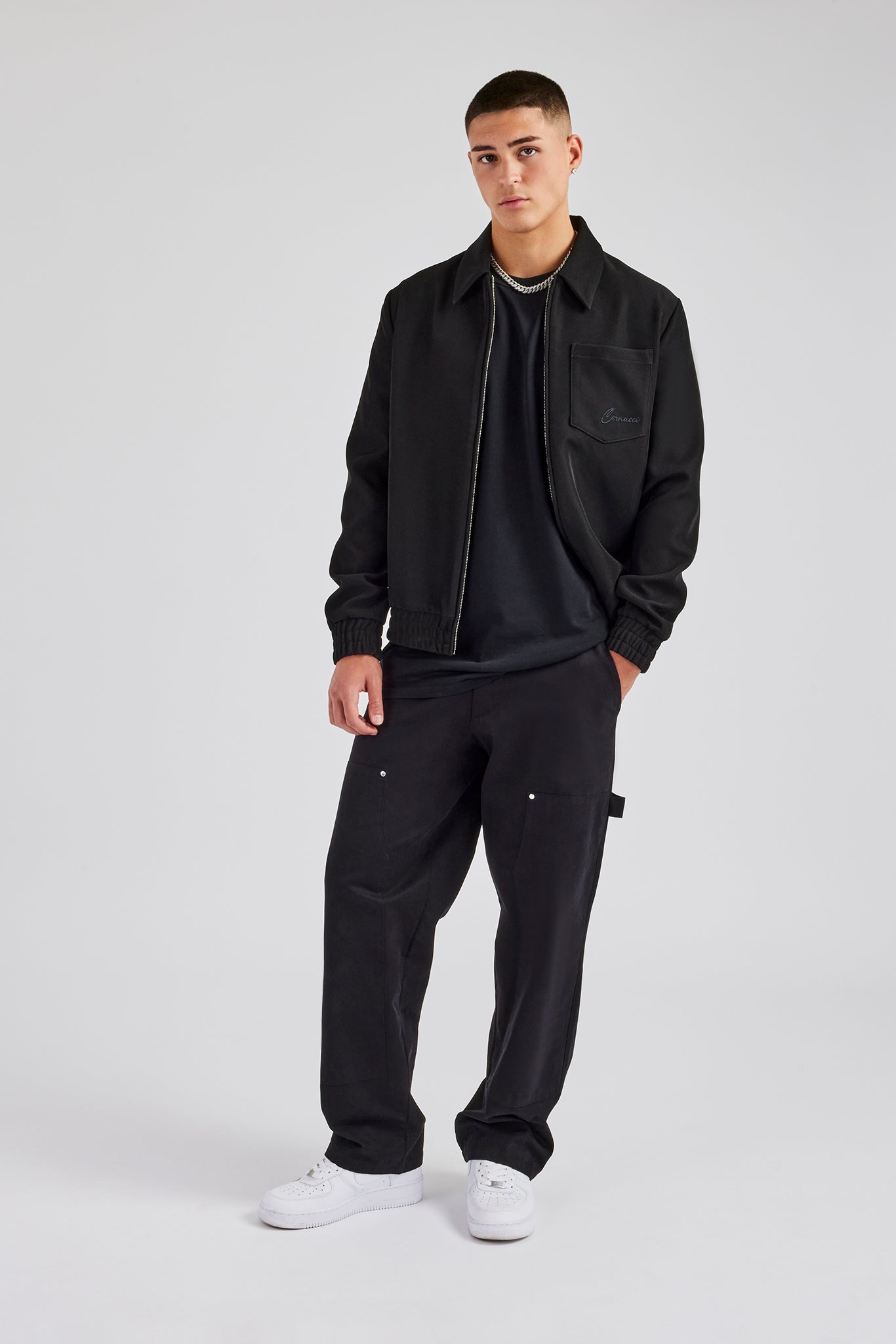 Pocket Twill Harrington Jacket - Black