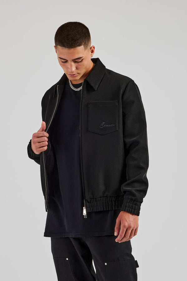 Pocket Twill Harrington Jacket - Black