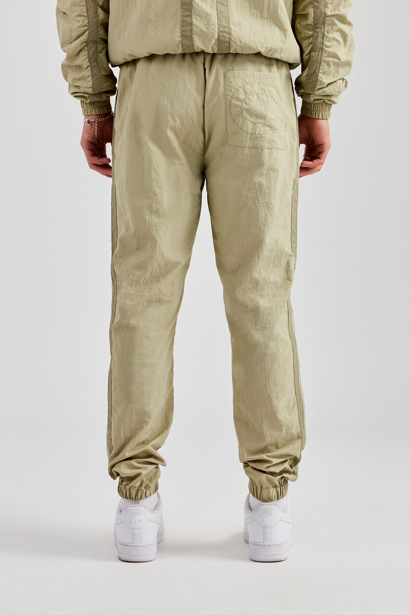 Nylon Colour Block Cuffed Jogger - Light Khaki