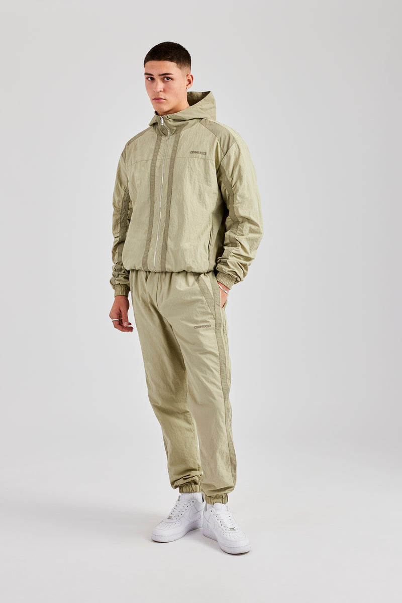 Nylon Colour Block Cuffed Jogger - Light Khaki