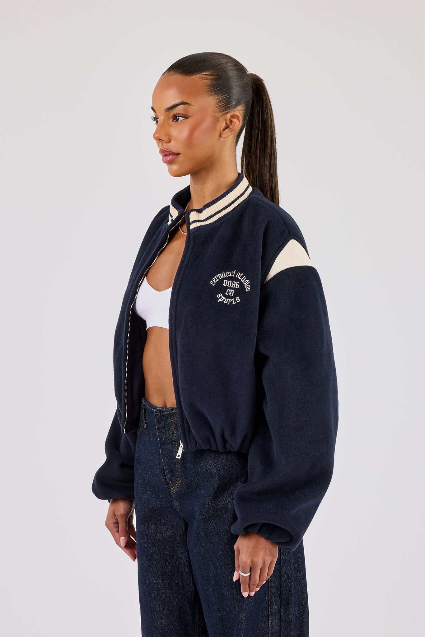 Varity Bomber Jacket With Panels - Navy