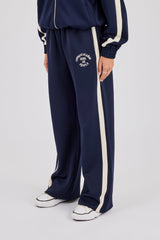 Wide Leg Varsity Panel Trouser - Navy