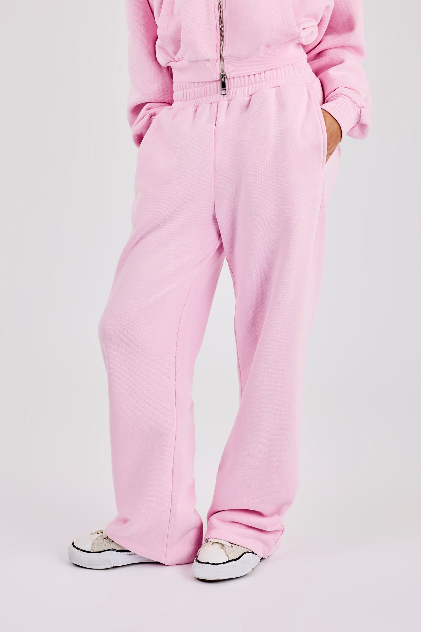 Washed Applique Logo Wide Leg Jogger - Light Pink