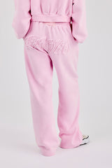 Washed Applique Logo Wide Leg Jogger - Light Pink