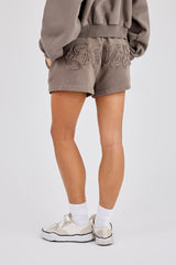 Washed Applique Logo Short - Grey