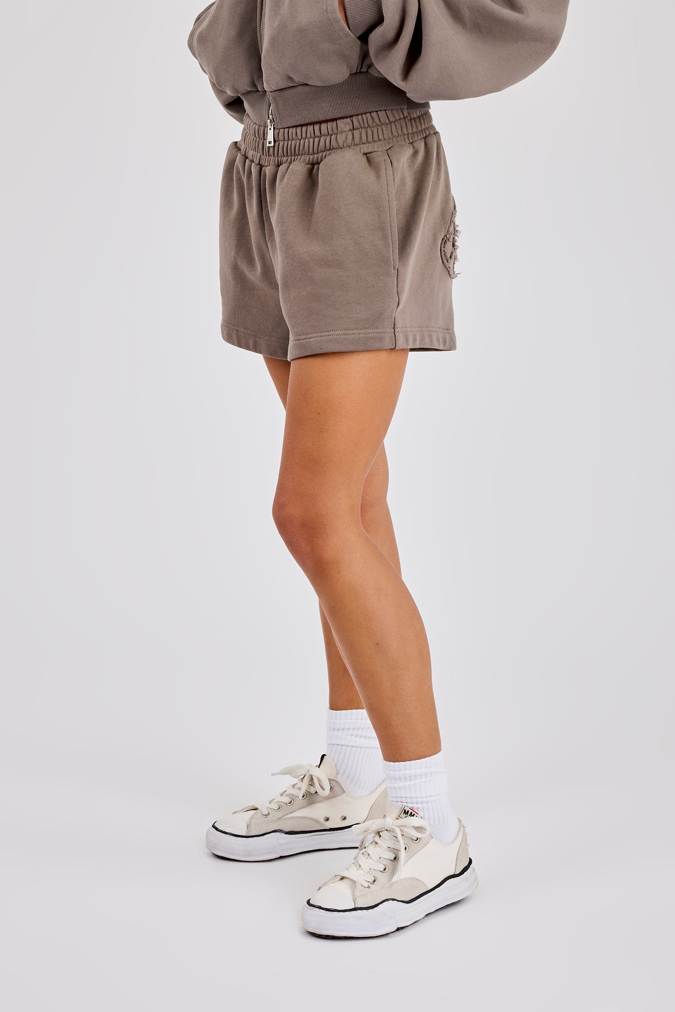 Washed Applique Logo Short - Grey