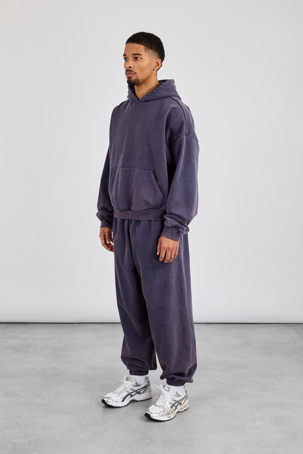 Washed Hoodie & Cuffed Jogger - Navy