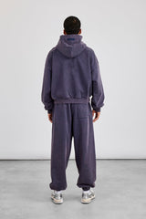 Washed Hoodie & Cuffed Jogger - Navy