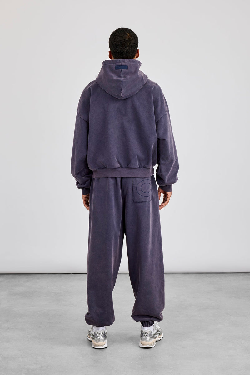 Washed Hoodie & Cuffed Jogger - Navy