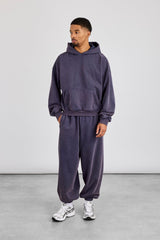 Washed Hoodie & Cuffed Jogger - Navy