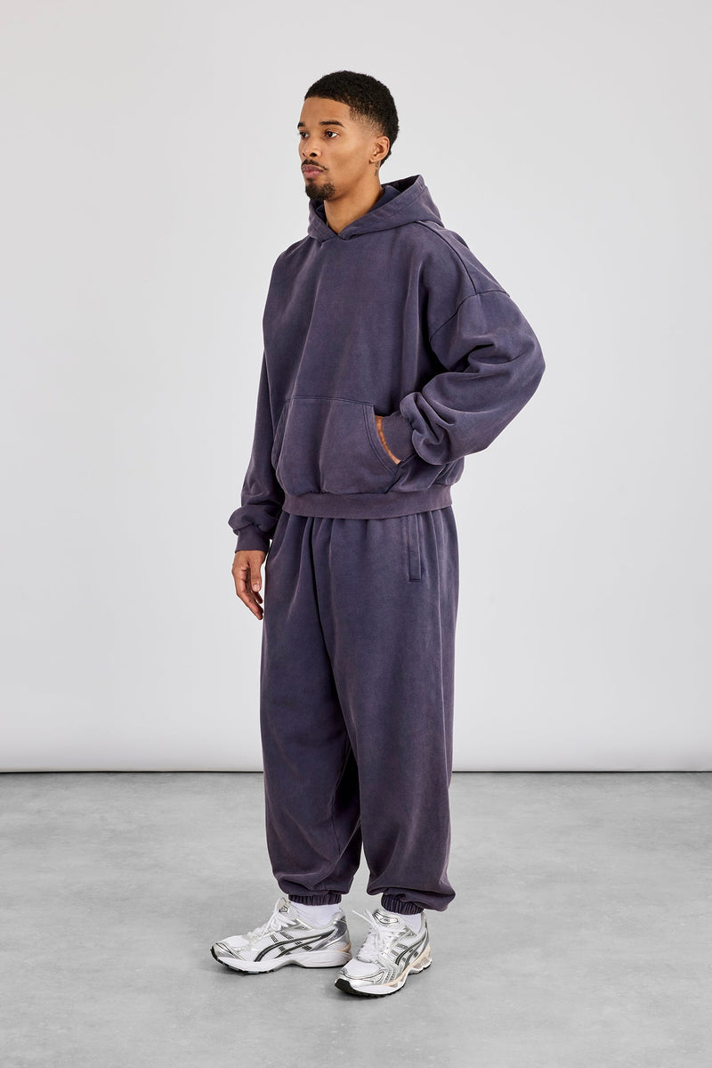 Washed Hoodie & Cuffed Jogger - Navy