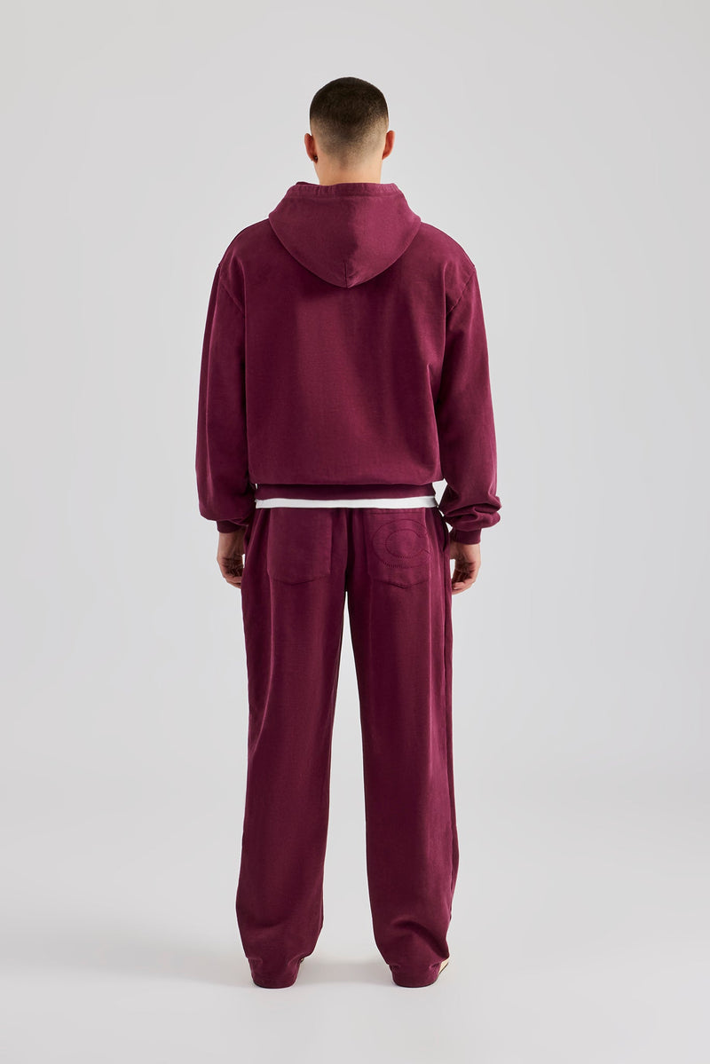 Washed Hooded Tracksuit Burgundy