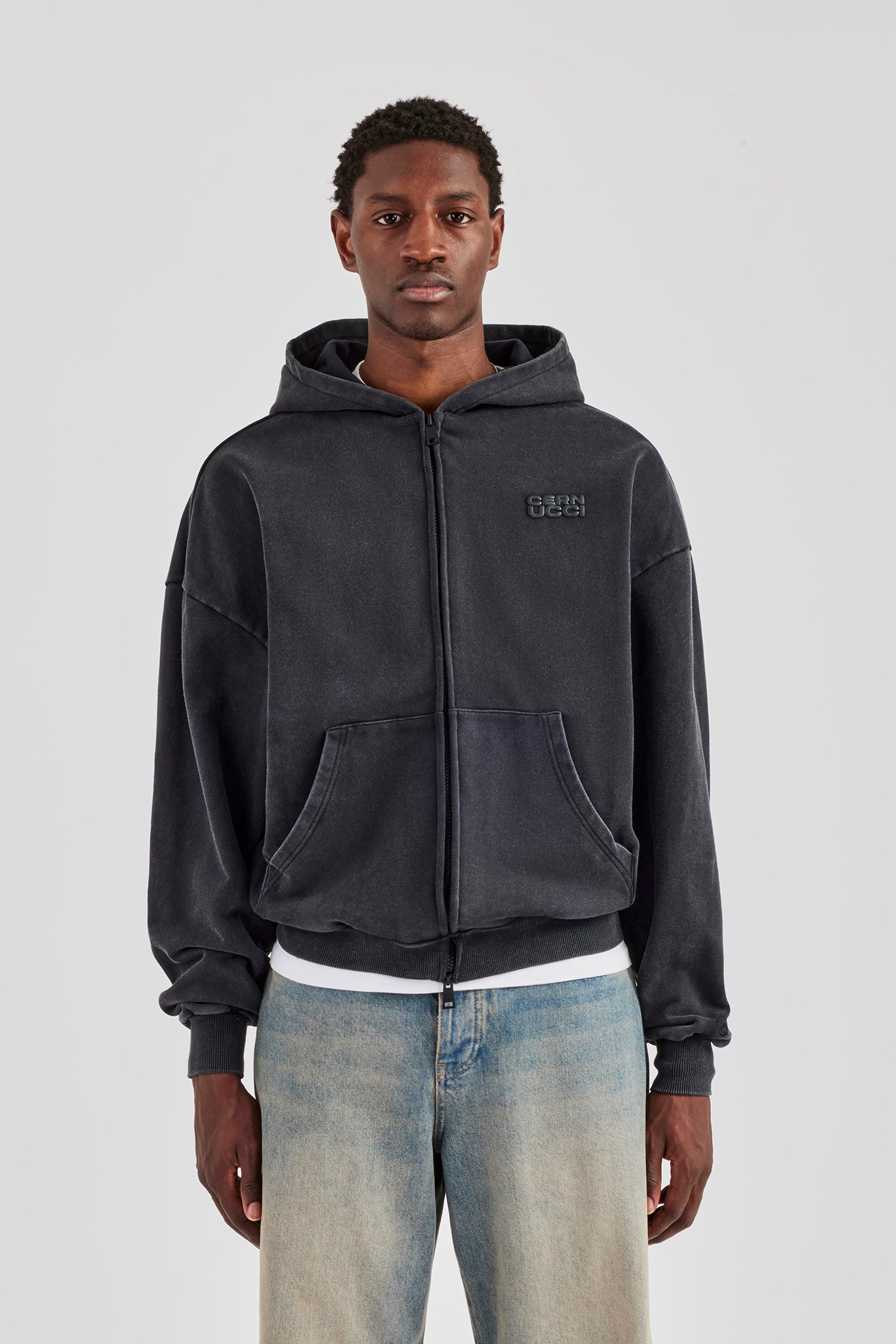 Washed Zip Through Hoodie - Black | Mens Hoodies & Sweats | Shop