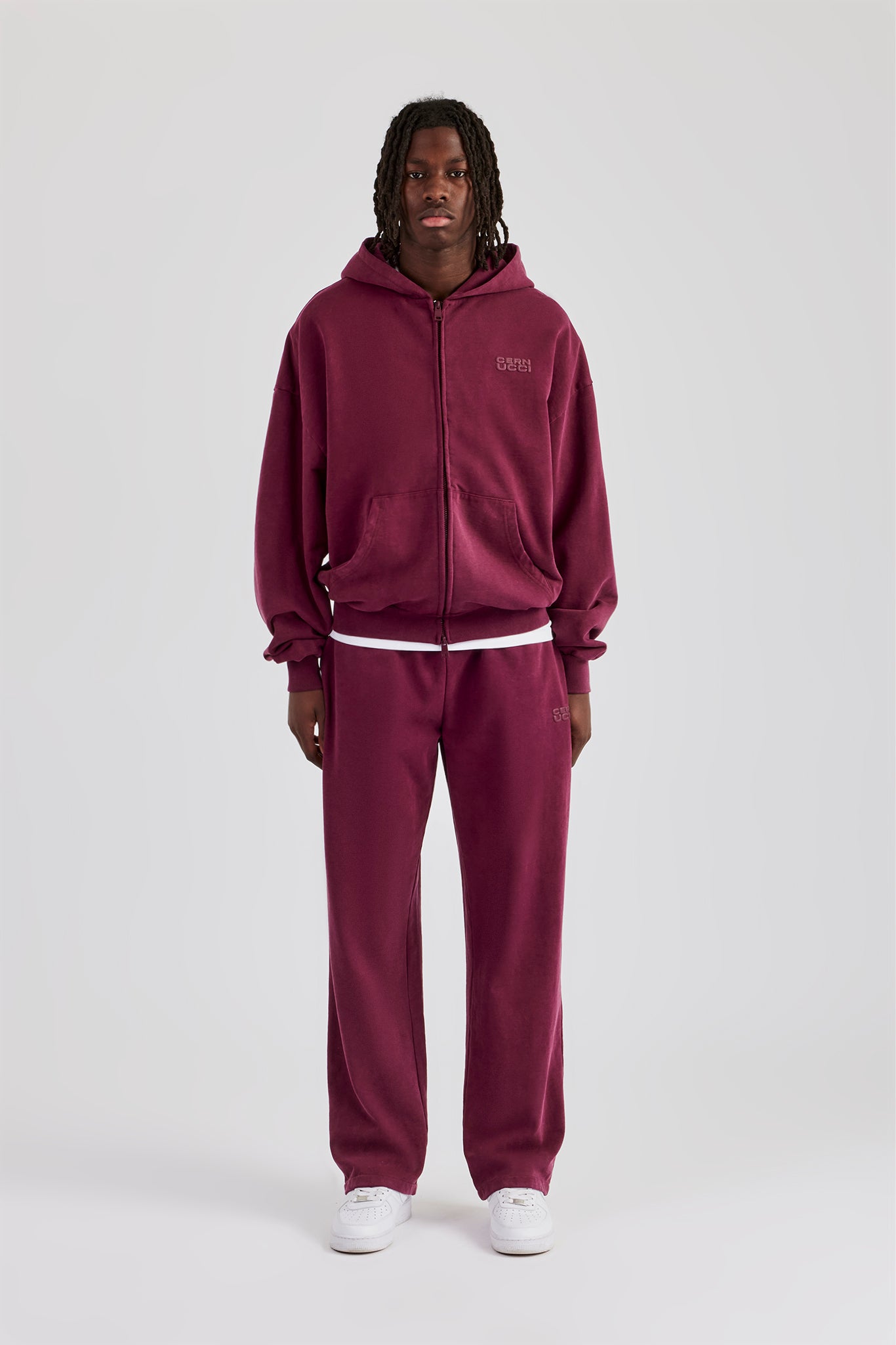Washed Zip Through Tracksuit - Burgundy | Mens Sets | Shop
