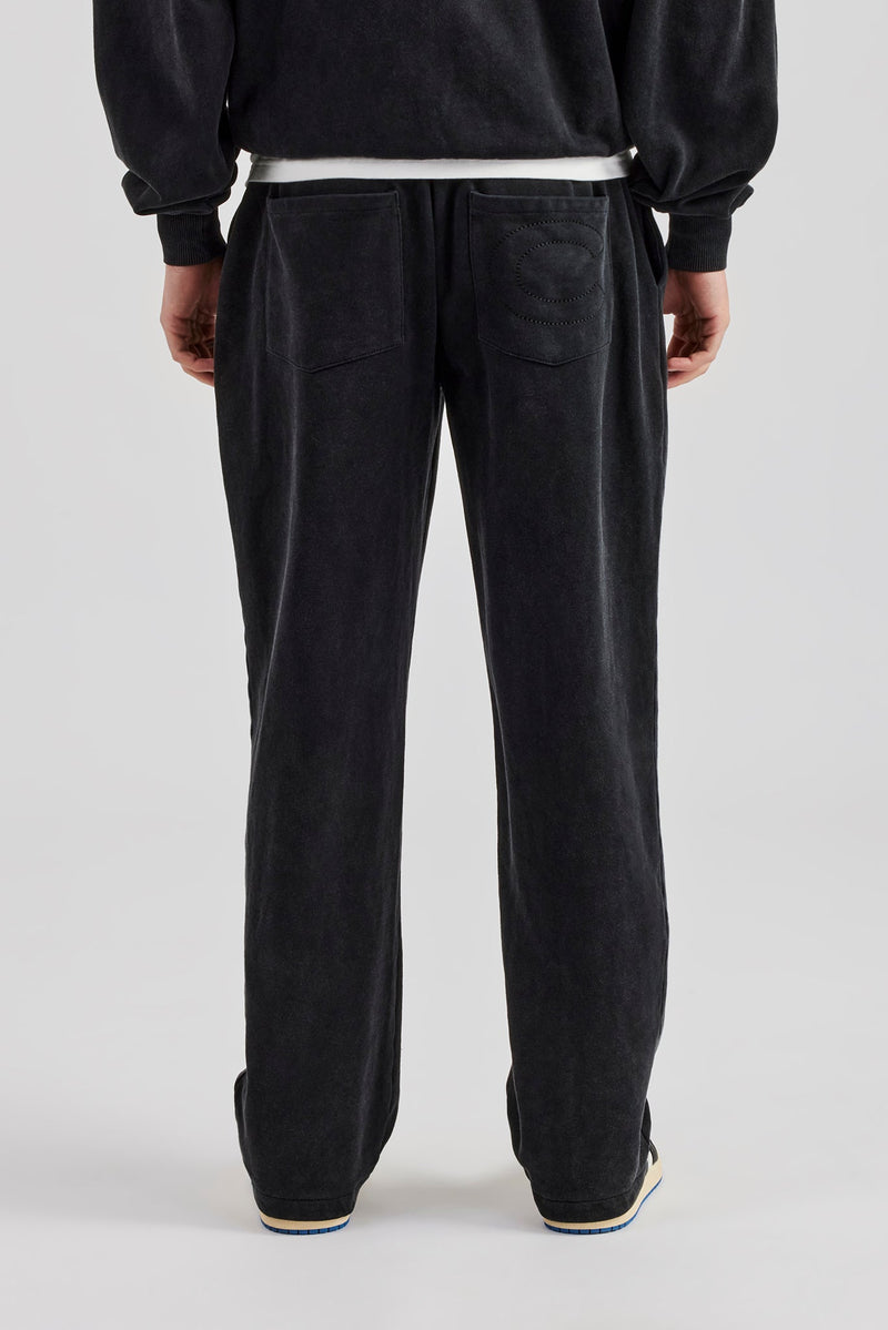 Washed Straight Leg Jogger - Black