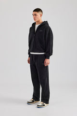 Washed Zip Through Tracksuit - Black