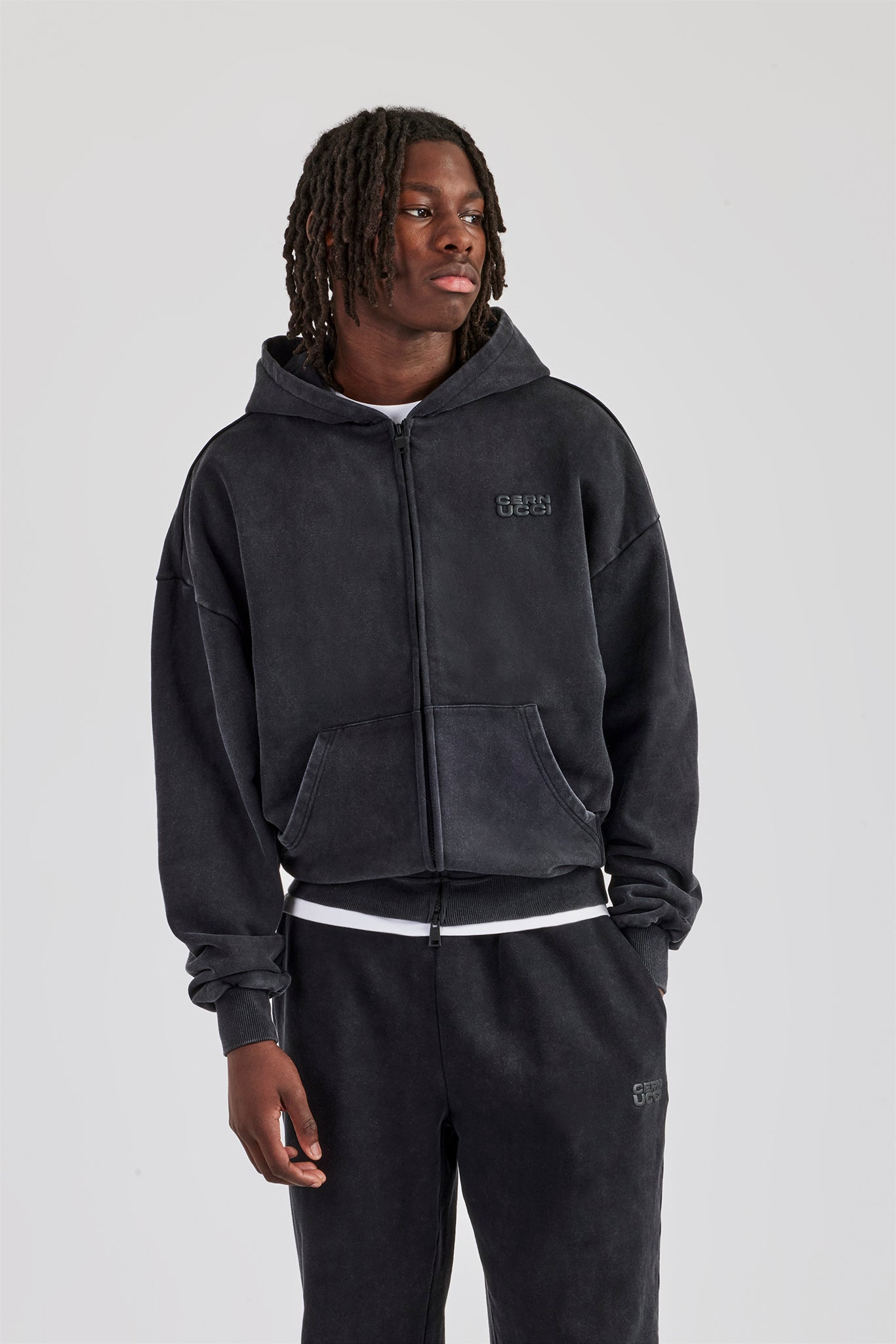 Washed Zip Through Tracksuit - Black | Mens Sets | Shop