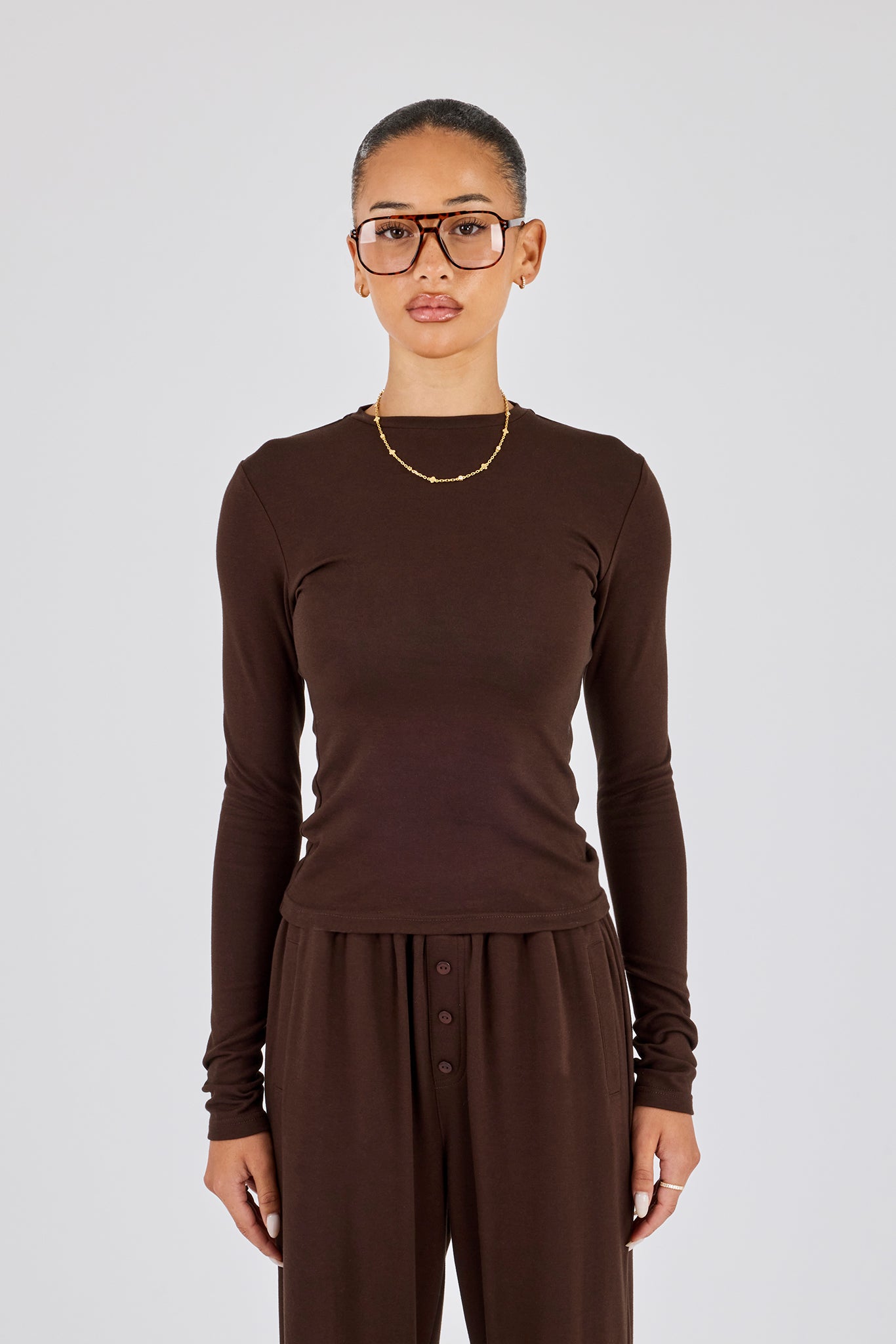 Soft Touch Long Sleeve Top - Chocolate