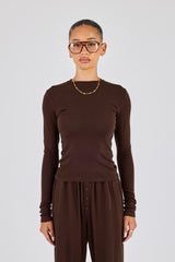 Soft Touch Long Sleeve Top - Chocolate