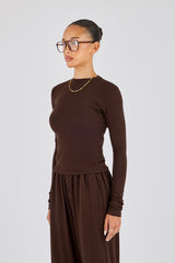 Soft Touch Long Sleeve Top - Chocolate