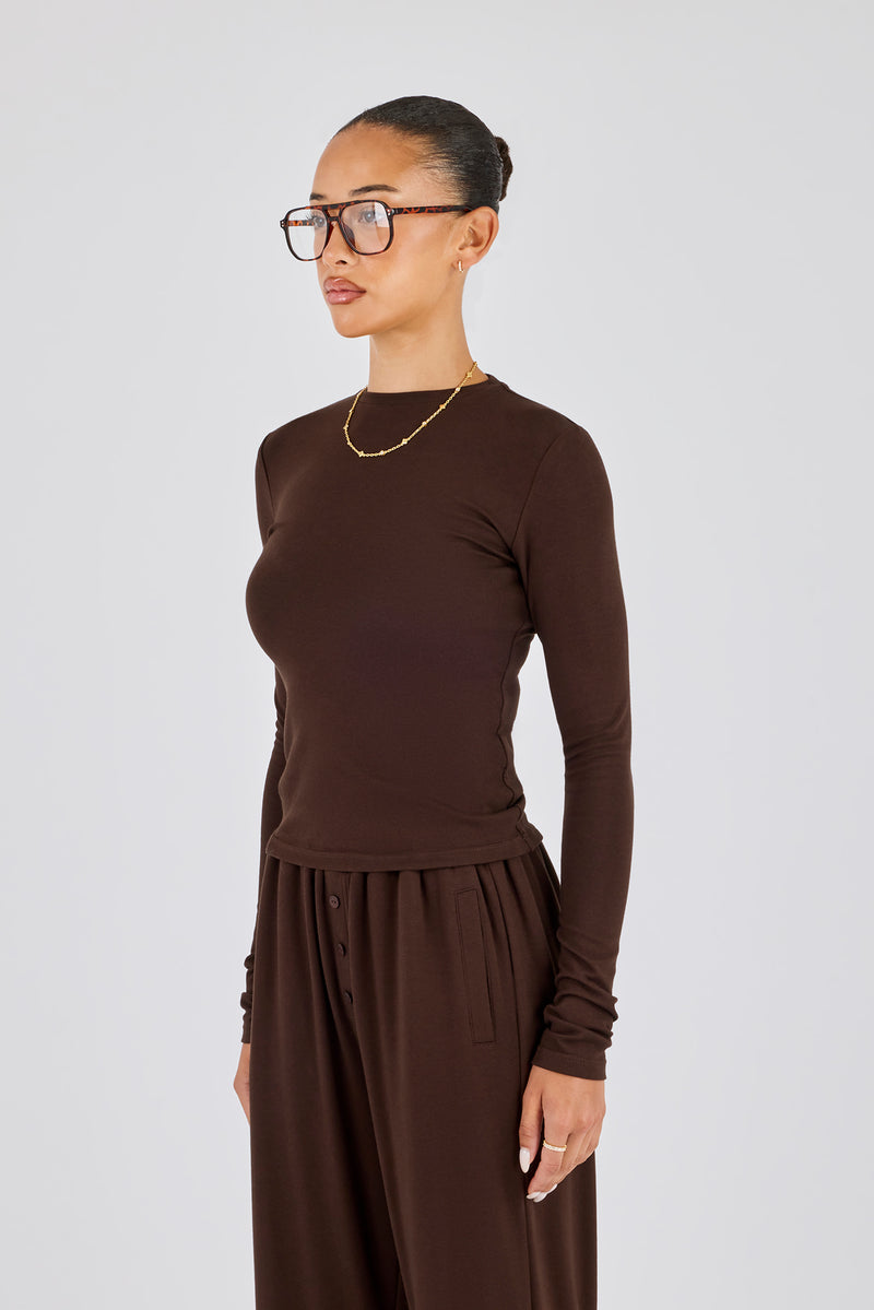 Soft Touch Long Sleeve Top - Chocolate