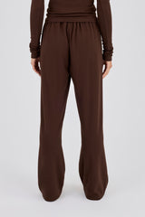 Soft Touch Button Detail Trouser - Chocolate