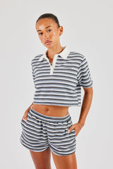 Textured Stripe Short - Blue