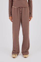 Soft Touch Double Stripe Wide Leg Trouser - Chocolate
