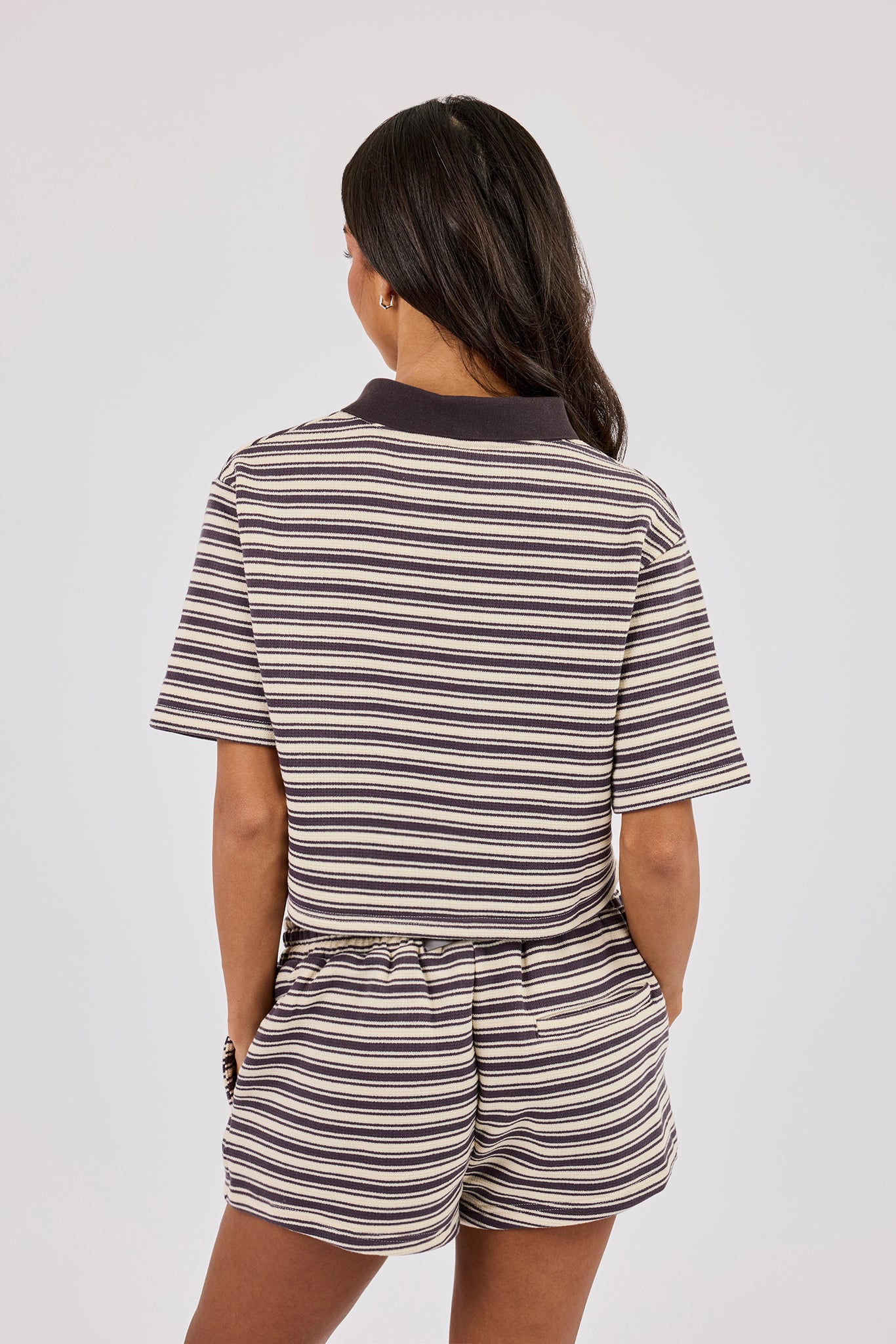 Textured Stripe Short - Brown