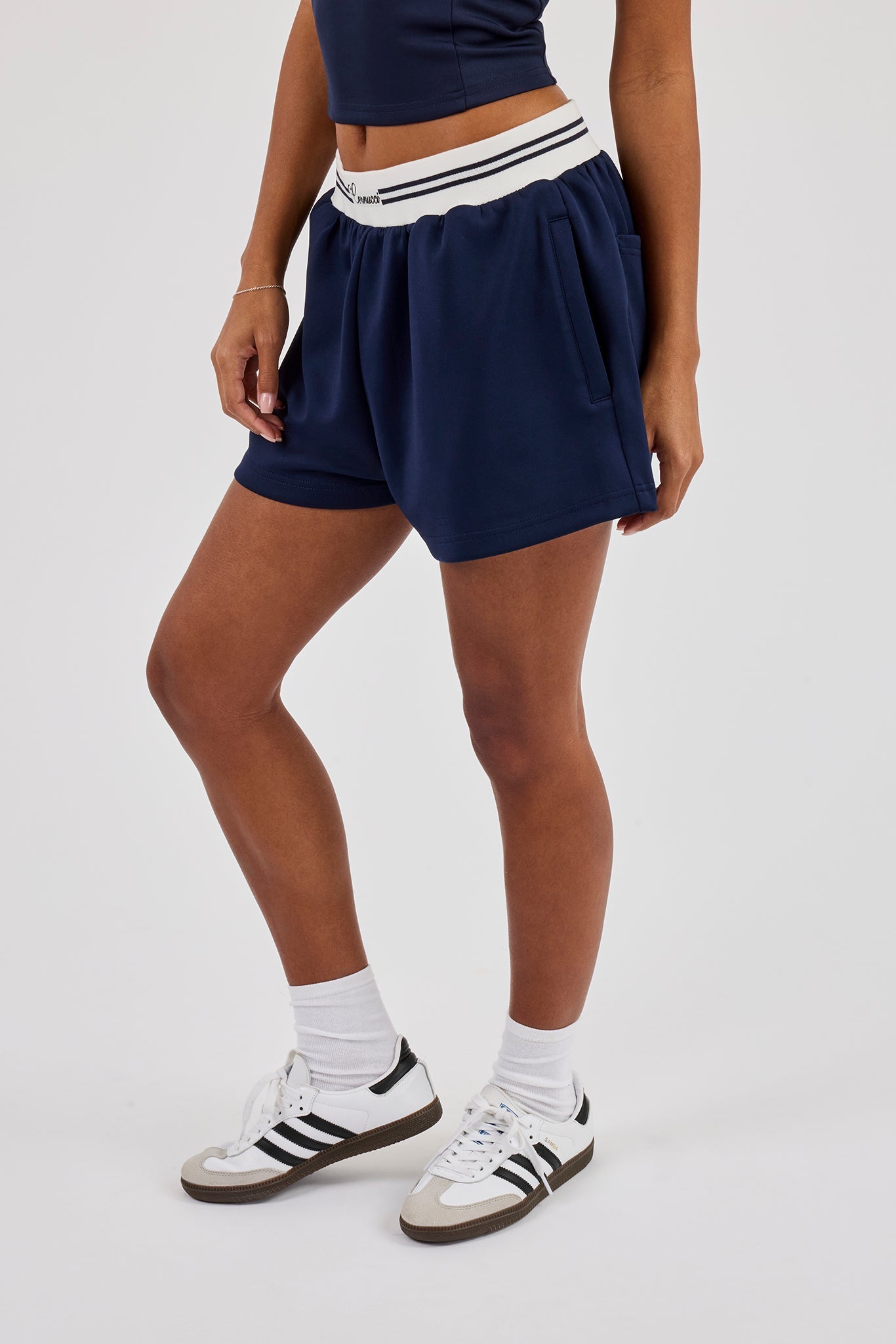Contrast Waist Short - Navy Blue
