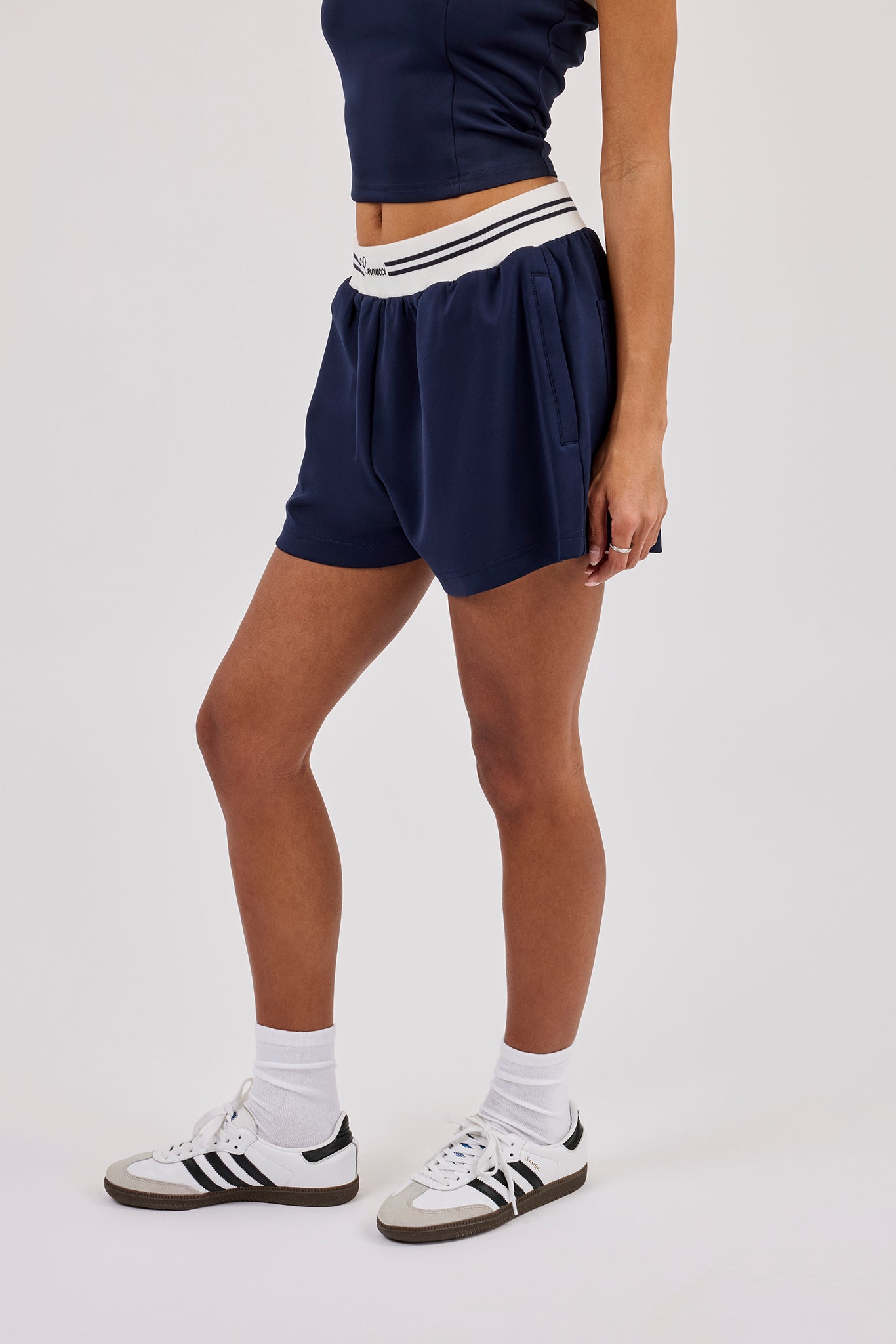 Contrast Waist Short - Navy Blue