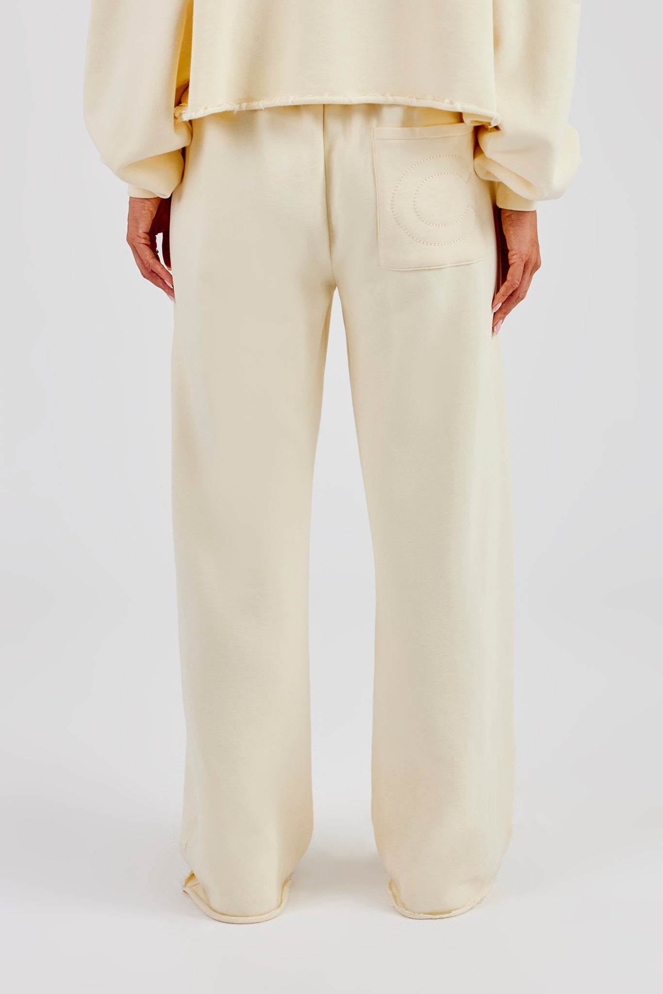 Washed Raw Hem Wide Leg Jogger - Butter Yellow