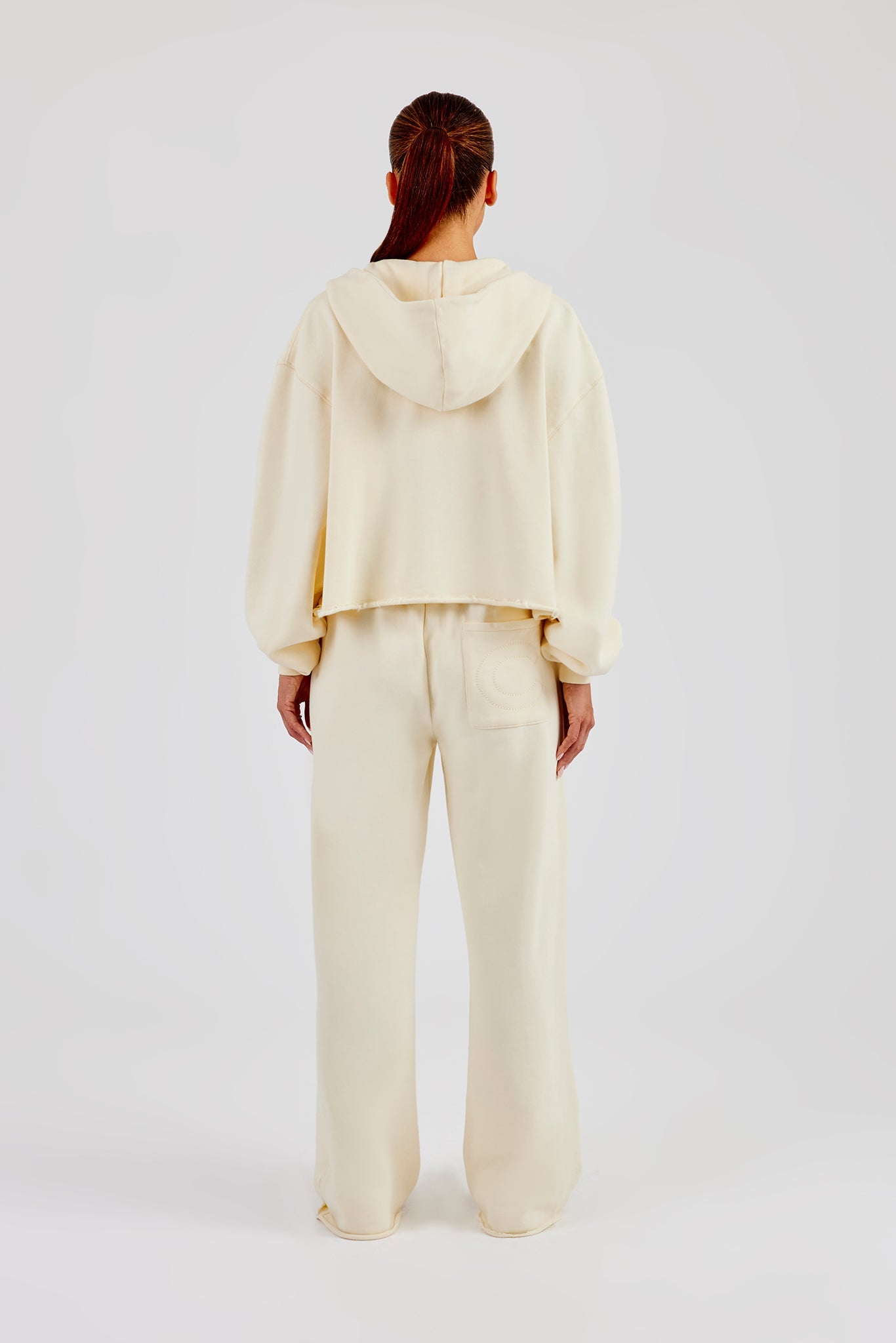 Washed Boxy Fit Zip Through & Wide Leg Jogger - Butter Yellow