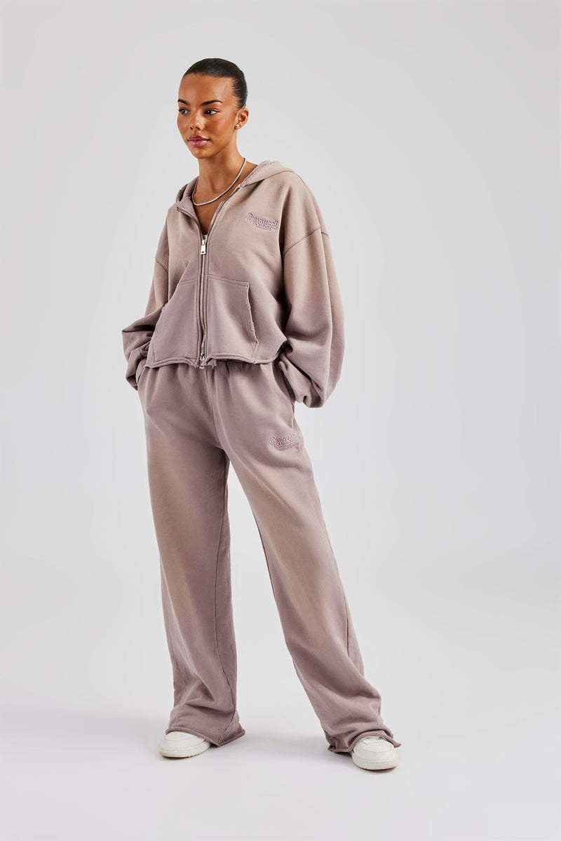 Washed Boxy Fit Zip Through Tracksuit - Mauve