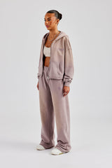 Washed Boxy Fit Zip Through Tracksuit - Mauve