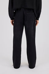 Womens Washed Wide Leg Jogger - Black