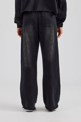 Washed Wide Leg Jogger - Black