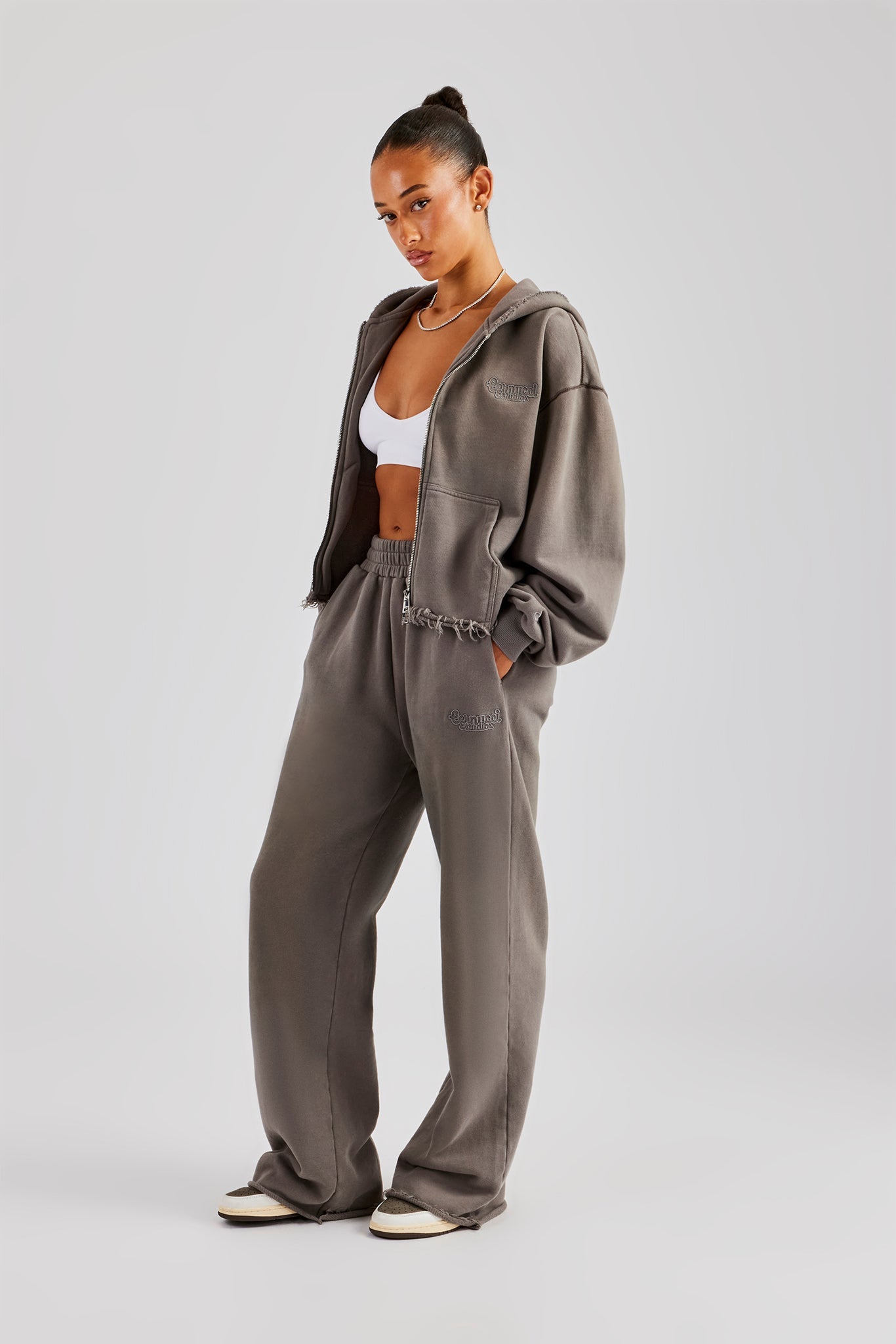 Washed Wide Leg Jogger - Grey | Womens Joggers | Shop Plain