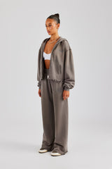 Washed Boxy Fit Zip Through Tracksuit - Grey